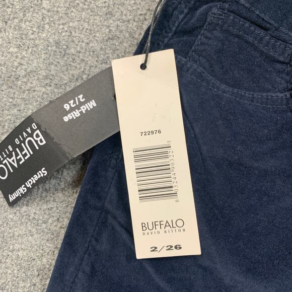 Buffalo David Bitton Jeans Womens 2/26 Navy Velvet Mid Rise Stretch Skinny Ankle - Picture 4 of 12